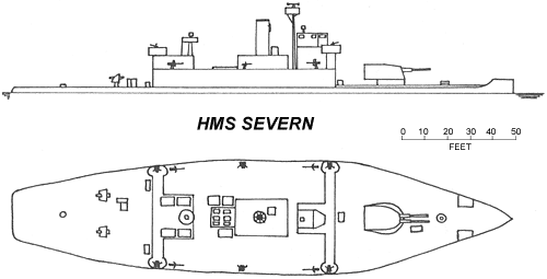 [Plan and Starboard elevenations of HMS Severn]